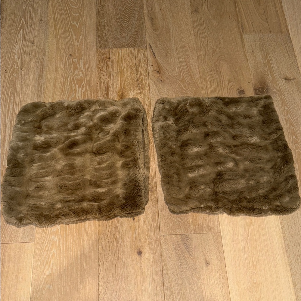 Pottery Barn Faux Fur Accent Pillows in Brown